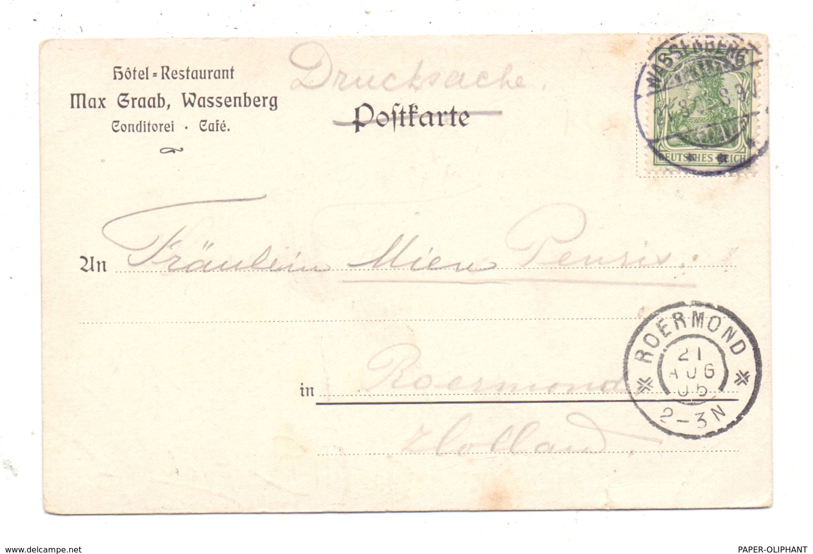 5143 WASSENBERG, Künstler-Karte J. Groothe, Düsseldorf, 1905, Kl. Einriss - Heinsberg