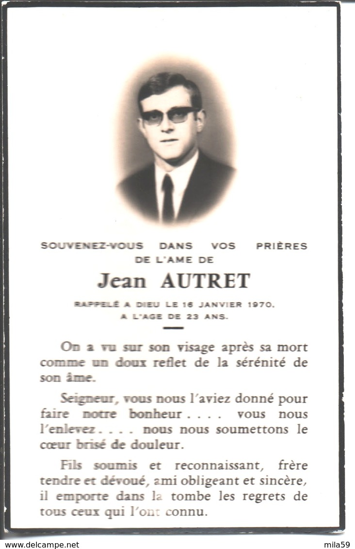 Souvenir De Jean Autret Décédé Le 16 Janvier 1970. Photo Piriou Saint Pol De Léon. - Religion & Esotérisme