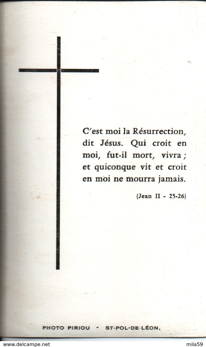 Souvenir De Jean Autret Décédé Le 16 Janvier 1970. Photo Piriou Saint Pol De Léon. - Religion & Esotérisme