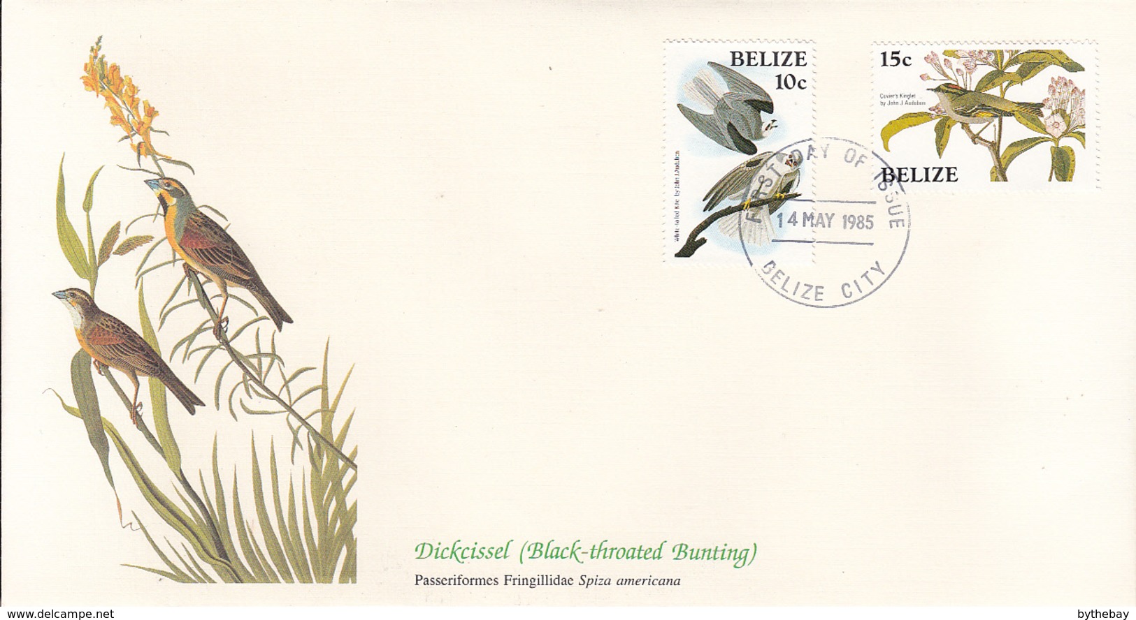 Belize 1985 FDC Scott #750, #751 White Tailed Kite, Cuvier's Kinglet Audubon Birds - Belize (1973-...)