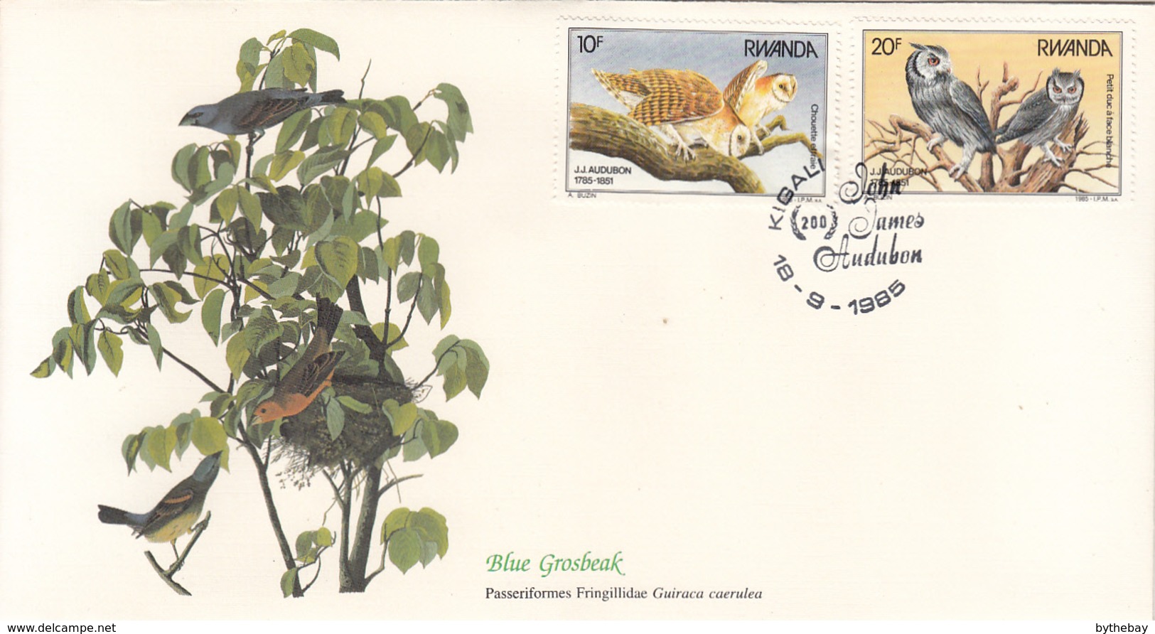 Rwanda 1985 FDC Scott #1226, #1227 Barn Owl, White-faced Owl Audubon Birds - 1980-1989