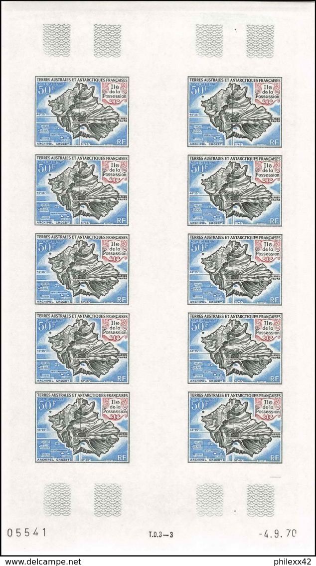 0005 Taaf Terres Australes Airmail PA N°23 Ile Possession Non Dentelé (imperforate) MNH ** Feuilles (sheets) Cote 550 - Ongetande, Proeven & Plaatfouten