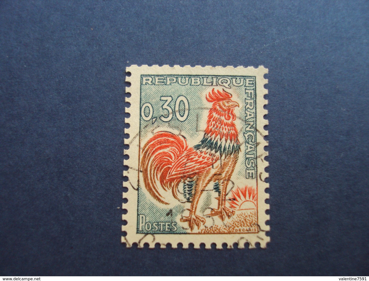 1962-  Coq De  Descaris, N° 1331 B    "30c"  Oblitéré  -  Numéro Rouge 670   -   Cote 13.50  Net   4.5 - Oblitérés