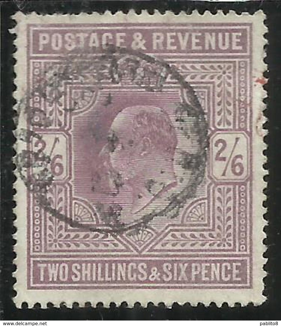 GREAT BRITAIN GRAN BRETAGNA 1902 KING EDWARD VII 2/6 RE EDOARDO LILAC USATO USED OBLITERE' - Usati