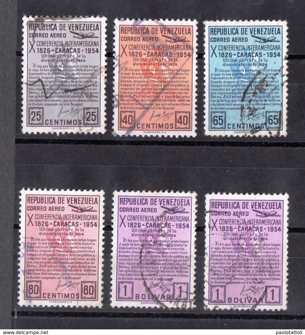 Venezuela, 1954-  X Conferencia Interamericana, Caracas. Lot Of Six Stamps . Cancelled NH - Venezuela