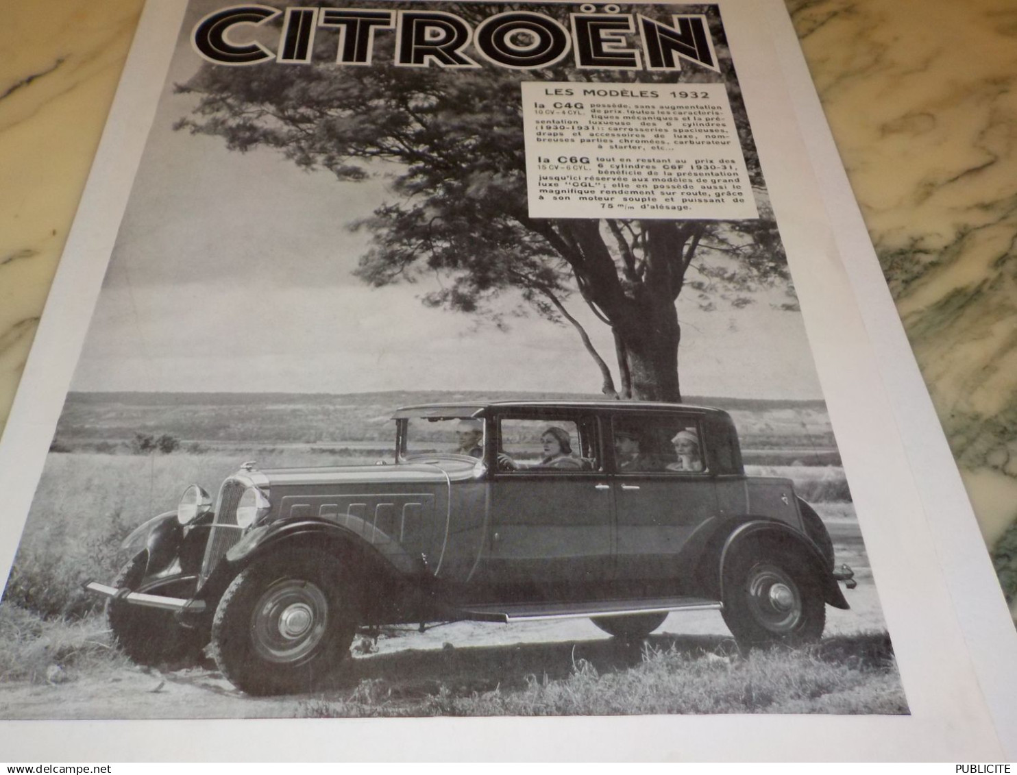 ANCIENNE PUBLICITE VEHICULE CITROEN C4G ET C6G 1931 - Voitures