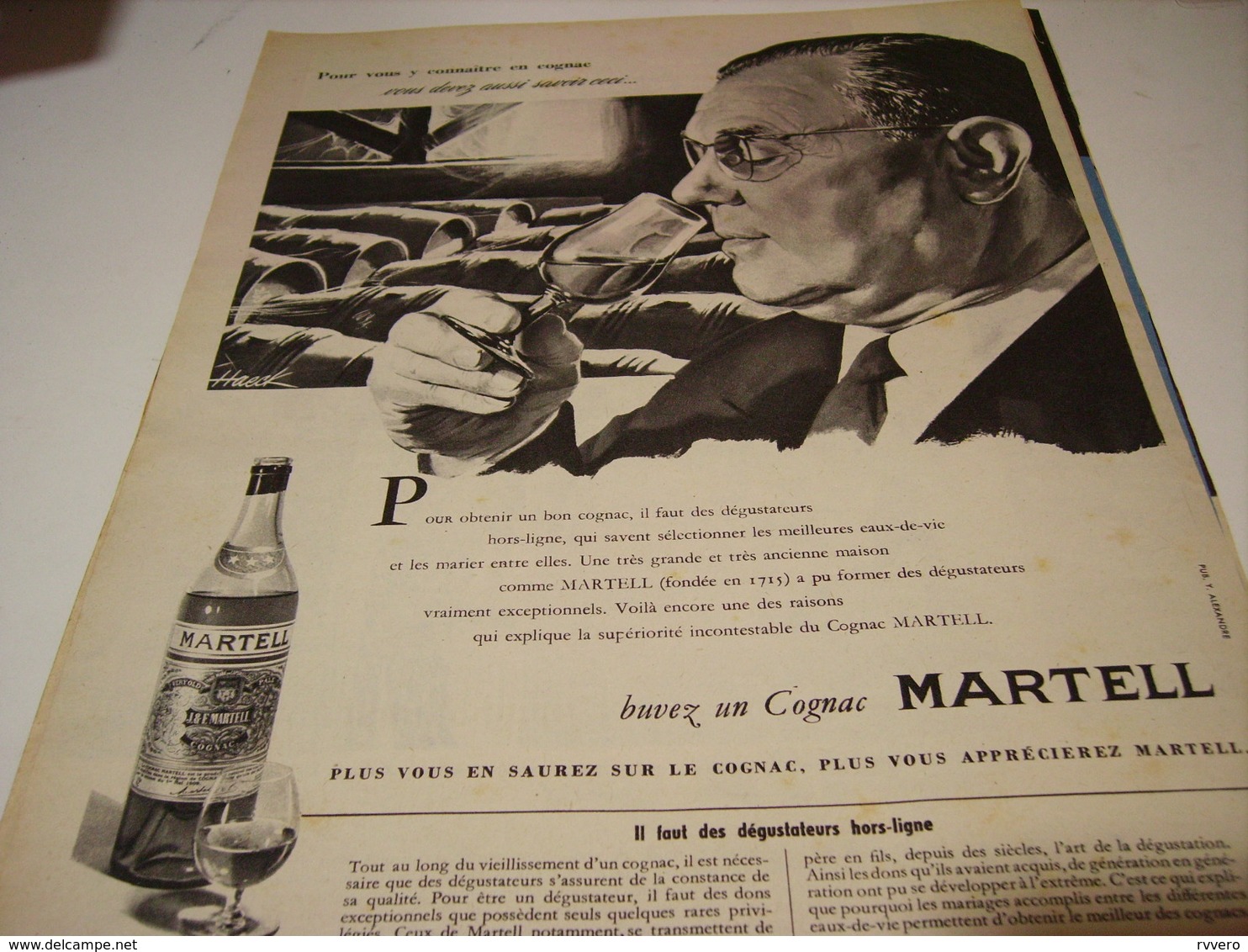 ANCIENNE PUBLICITE COGNAC MARTELL 1958 - Publicités