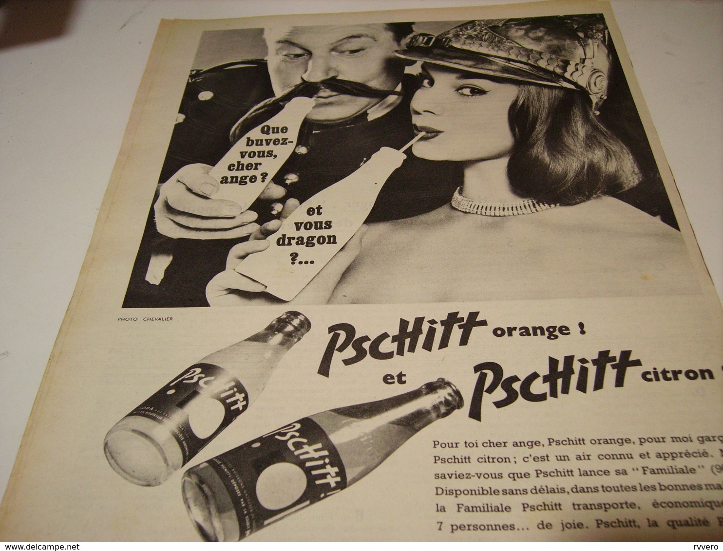 ANCIENNE PUBLICITE   SODA  LIMONADE PSCHITT QUALITE PERRIER 1958 - Affiches