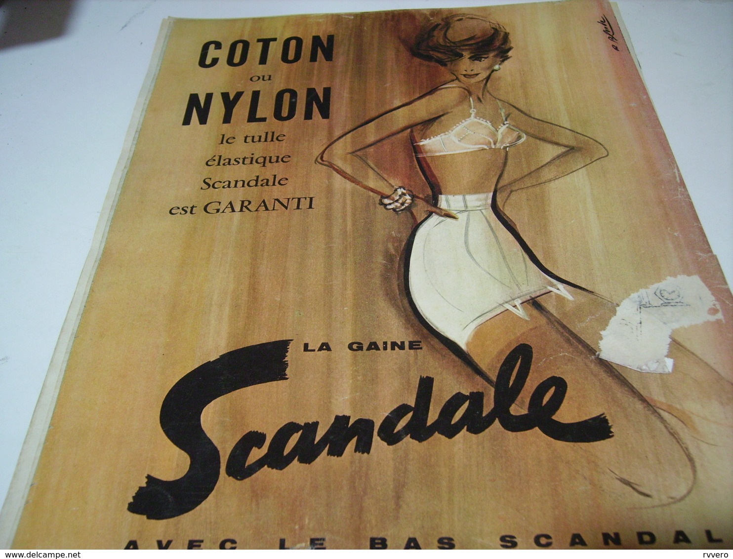 ANCIENNE  PUBLICITE COTON NYLON SCANDALE  1958 - Autres & Non Classés