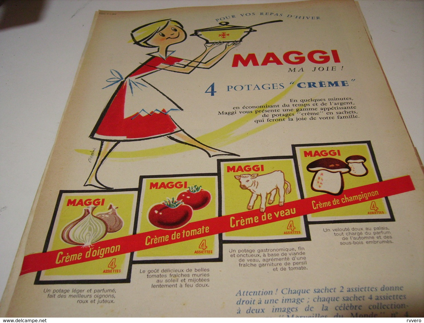 ANCIENNE AFFICHE PUBLICITE POTAGE D HIVER  MAGGI 1958 - Affiches