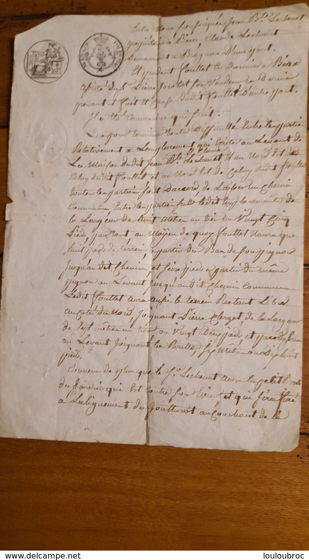 ACTE  DE 1823 ENTRE PROPRIETAIRES LECHENETS  A BEIRE LE CHATEL - Historische Documenten