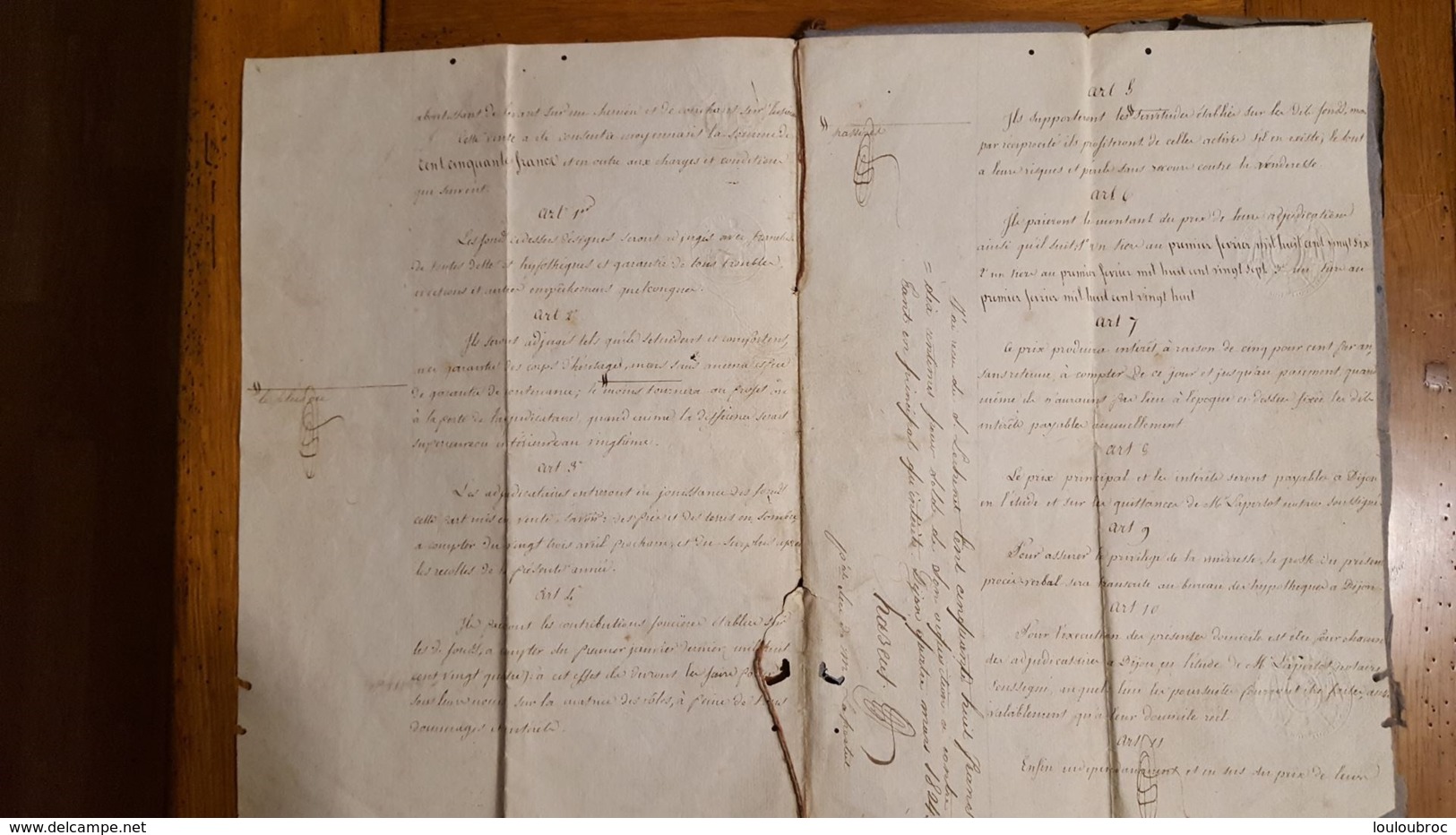 ACTE  NOTARIE 02/1824 NOTAIRE A DIJON  PV D'ADJUDICATION - Historical Documents