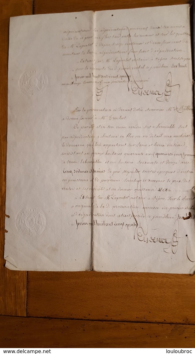 ACTE  NOTARIE 02/1824 NOTAIRE A DIJON  PV D'ADJUDICATION - Historical Documents