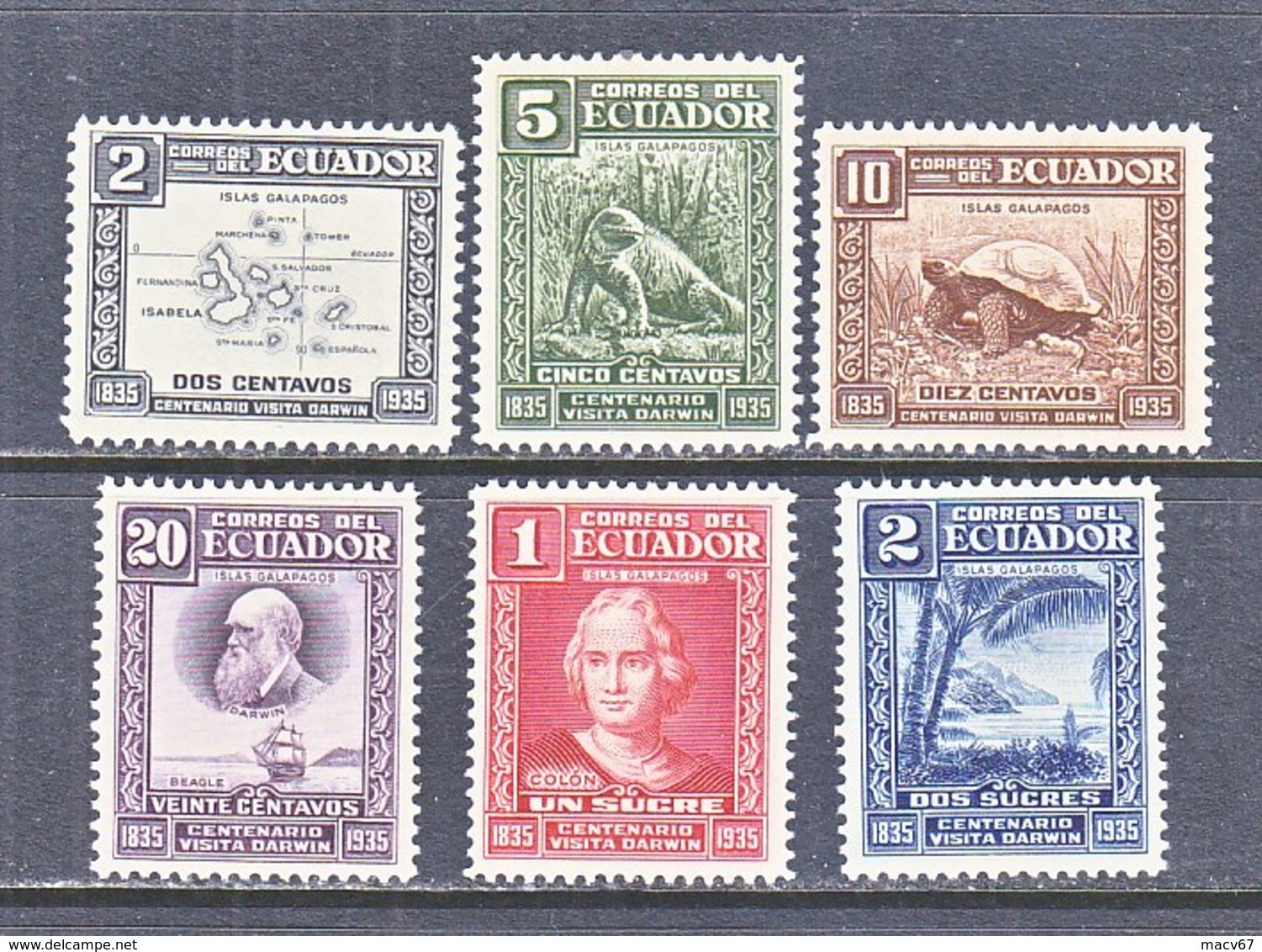 ECUADOR  340-45  **  DARWIN,  MAP,  GALAPAGOS - Ecuador