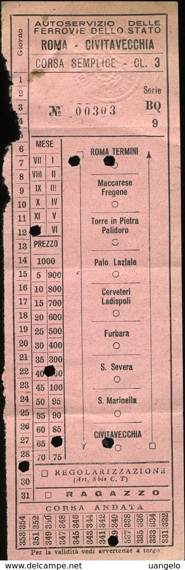 151 FERROVIA DELLO STATO AUTOSERVIZIO ROMA FREGENE PALIDORO LADISPOLI S. SEVERA CIVITAVECCHIA ( ANNI 50 ) - Europa