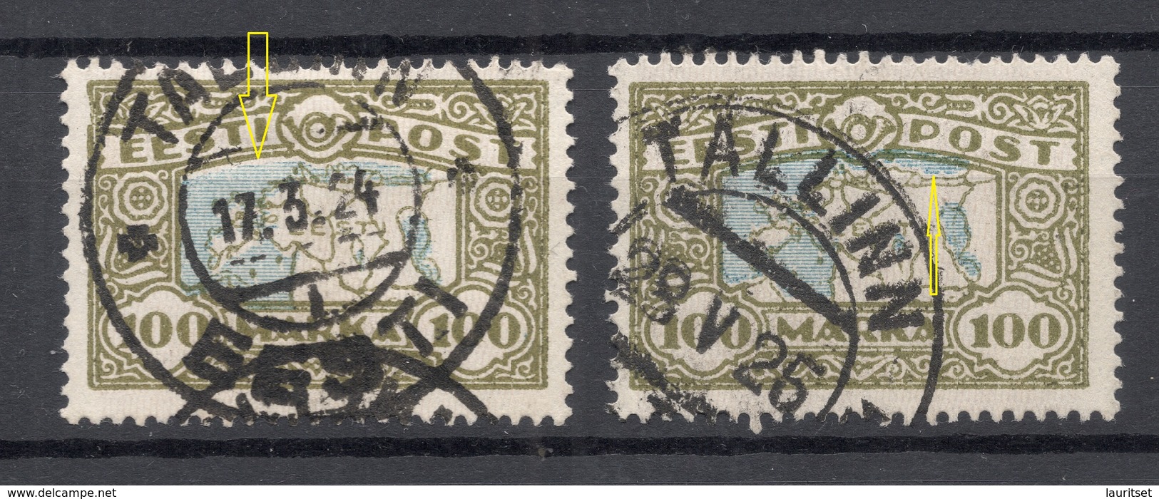 Estland Estonia 1923 Michel 40 ERROR Variety Blue Print Swift Up + Down O - Estonia