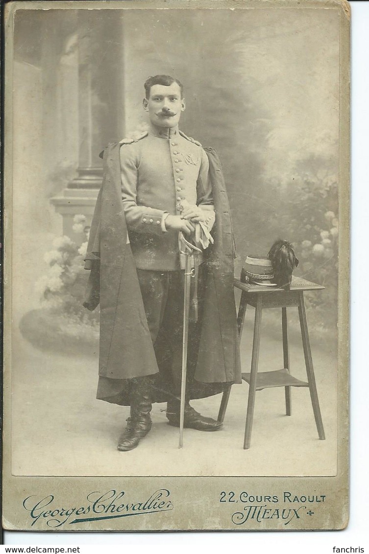 Soldat En Grande Tenue-"Auguste Flecher" - Photo Chevallier - Meaux-16,5cm Sur 10,5cm - Guerre, Militaire