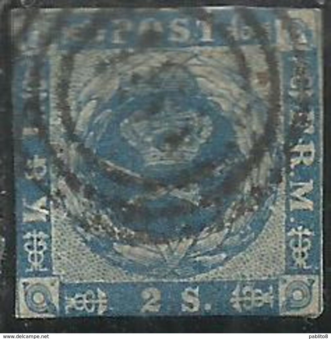 DANEMARK DANMARK DENMARK DANIMARCA 1854 1857 Dotting In Spandrels 1855 BLUE 2s USATO USED OBLITERE' - Usati