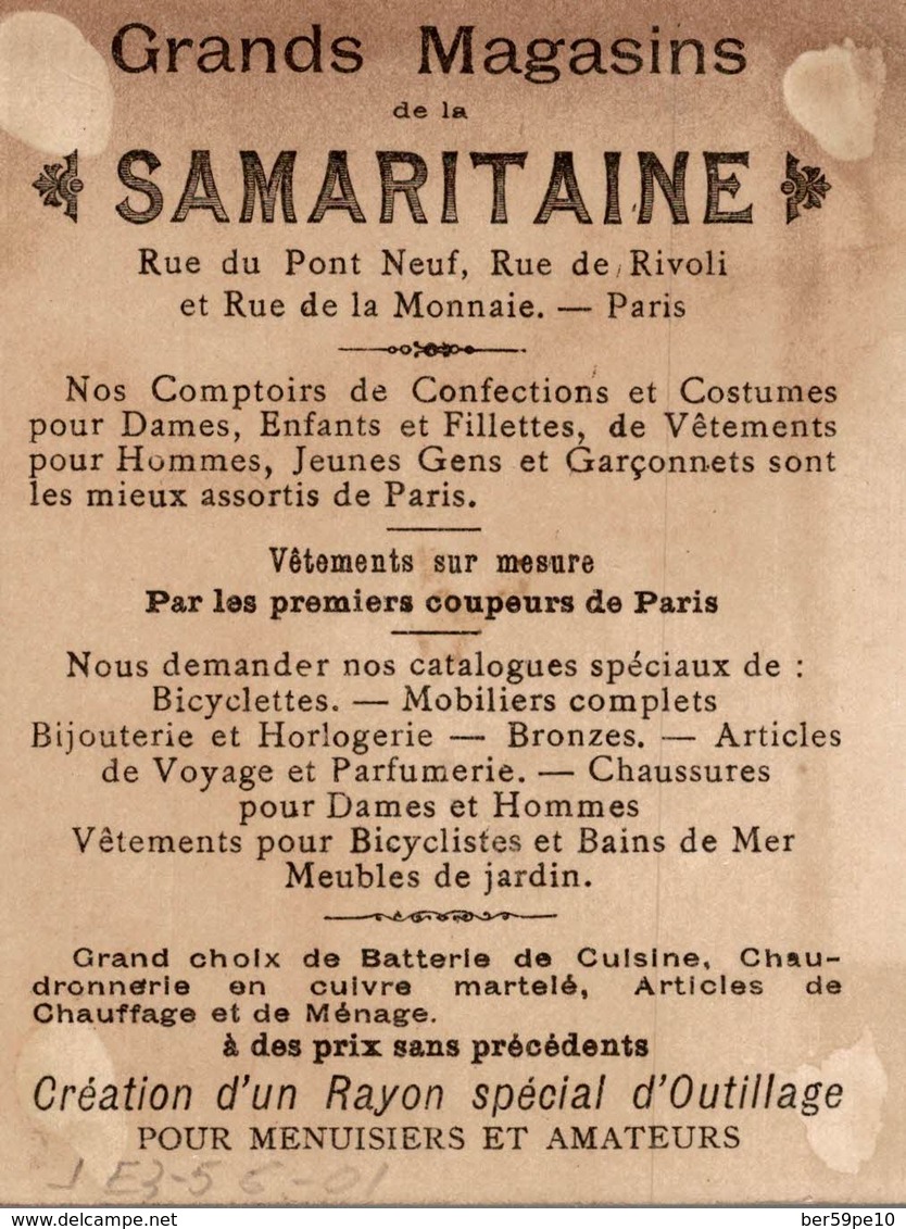 CHROMO GRANDS MAGASINS DE LA SAMARITAINE PARIS  IDYLLE  CHOREGRAPHIQUE - Autres & Non Classés