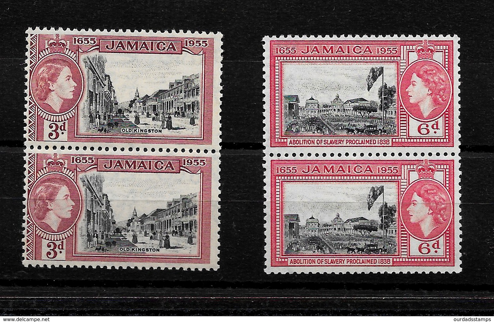 Jamaica, 1955 QEII Tercentenary Issue Complete Set In MNH Pairs (6934) - Jamaica (...-1961)