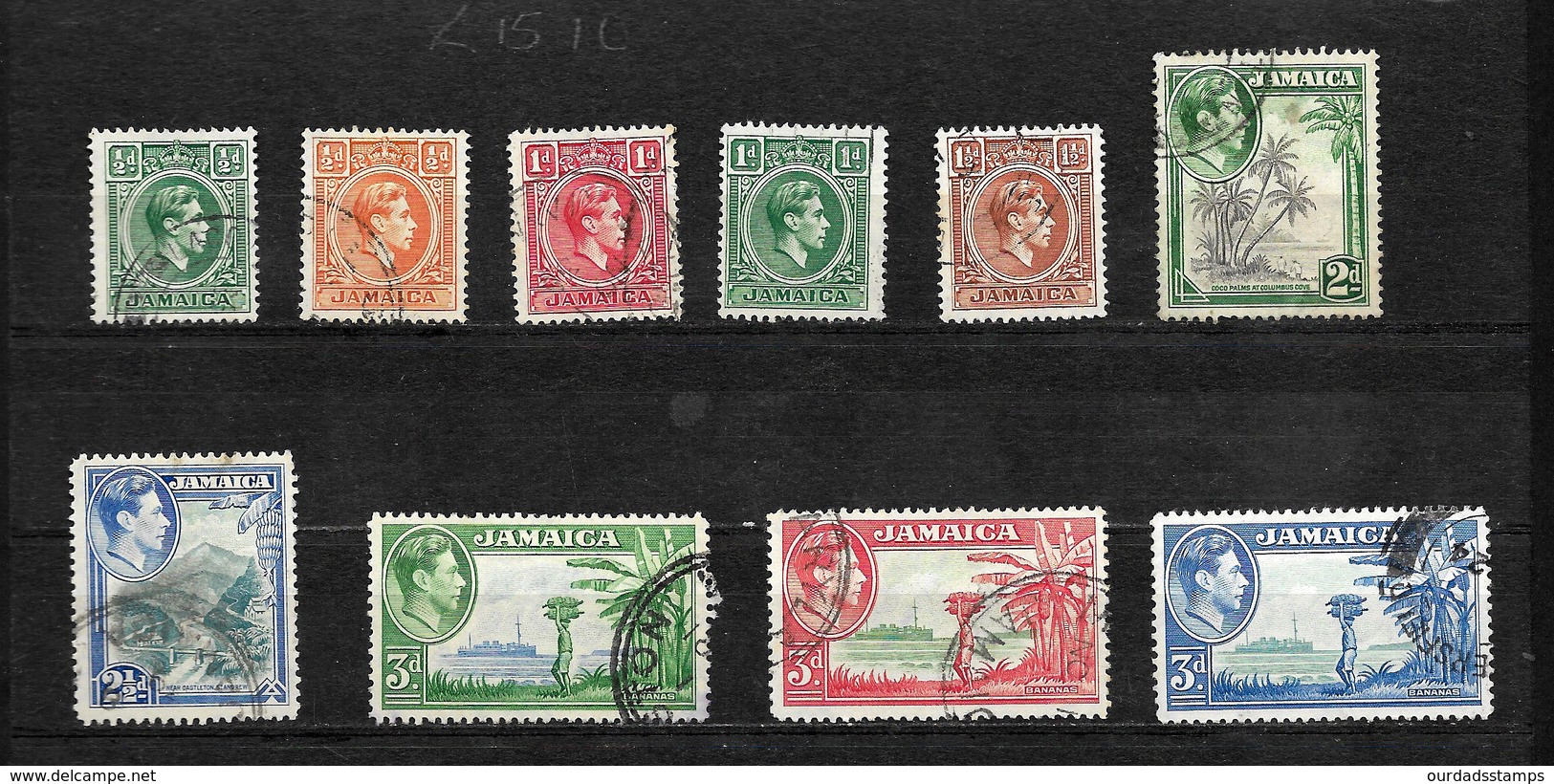 Jamaica, KGVI 1938 Pictorials, Complete Set To 10/- Used (6966) - Jamaica (...-1961)