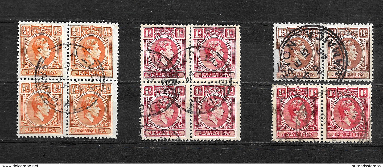 Jamaica, KGVI 1938 Pictorials, Small Selection Of Used Pairs And Blocks (6967) - Jamaica (...-1961)