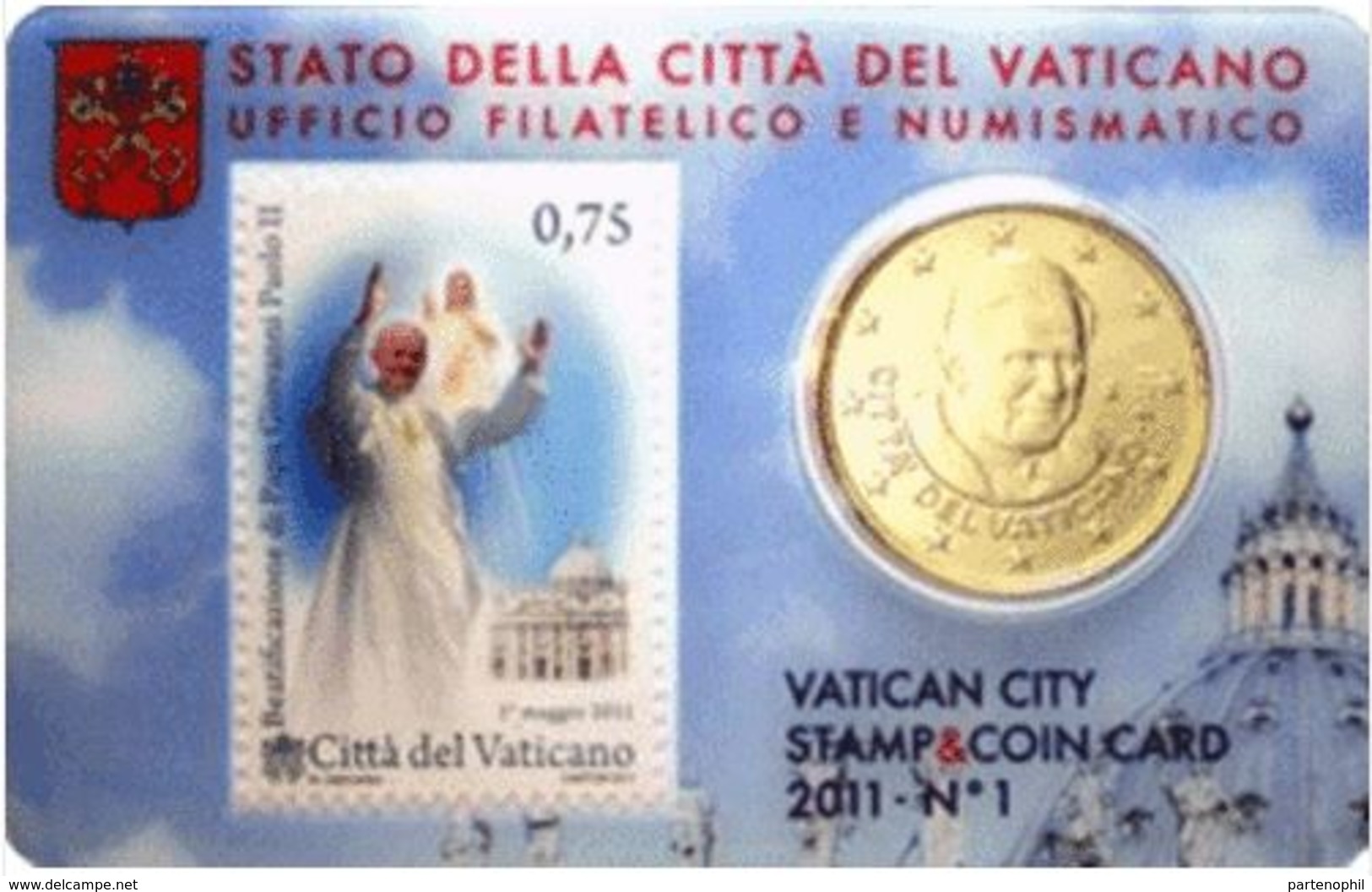 VATICANO-Stamp & Coin Card 2011 BEATIFICAZIONE DI GIOVANNI PAOLO II - Vaticano