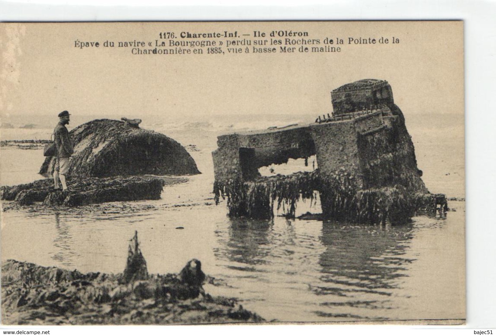 1 Cpa Ile D'oléron - Epave Du Navire "la Bourgogne" Perdu Sur Les Rochers De La Pointe De La Chardonnière En 1885 - Ile D'Oléron