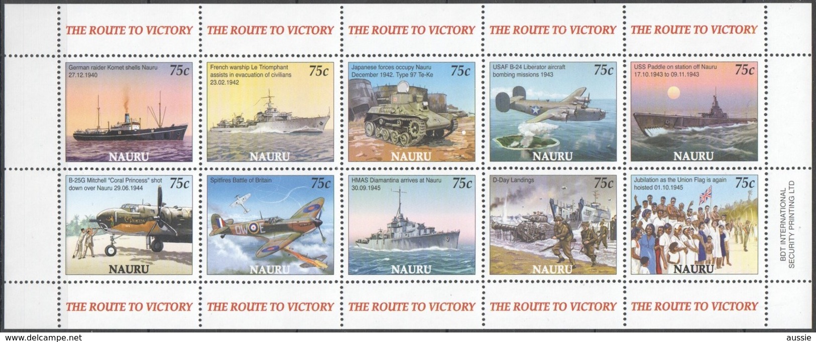 Nauru 2005 Yvertn° 532-541 *** MNH Cote 20,00 Euro Route To Victory Bateaux Ships Boten - Nauru