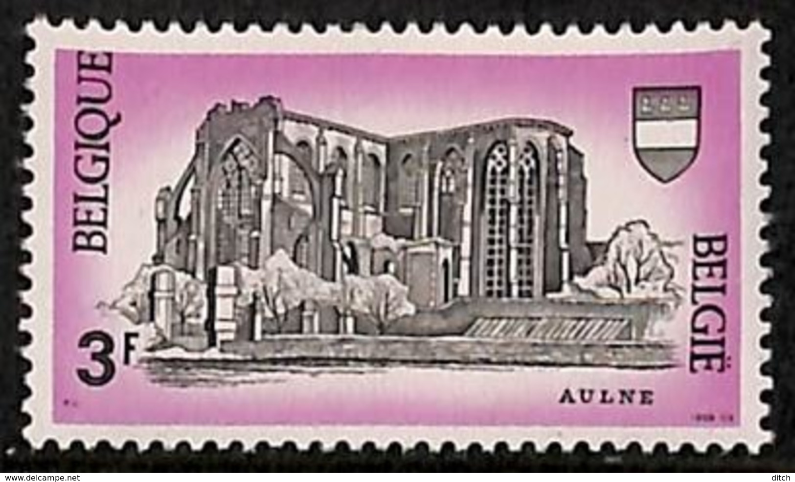 D - [205248]BELGIQUE 1968 - N° 1483-cur, Abbaye D'Aulne, Légende Décalée Vers Le Haut (E Touche Le Cadre) - Sonstige & Ohne Zuordnung