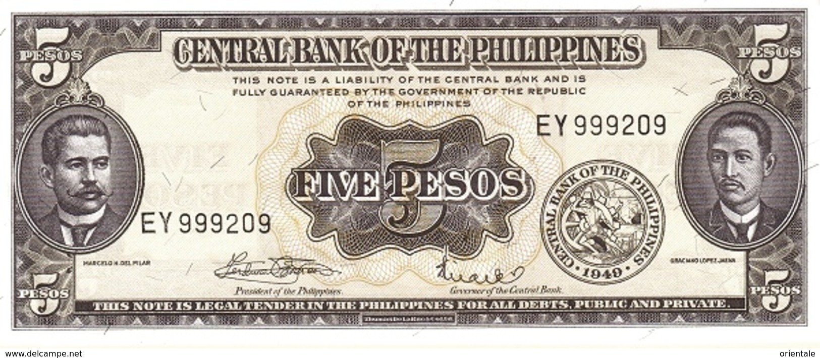 PHILIPPINES P. 135f 5 P 1969 UNC - Philippines