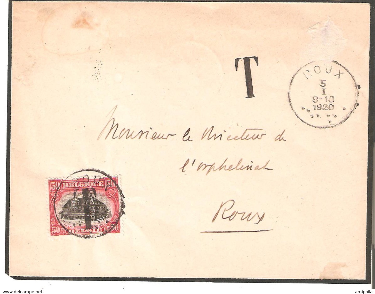 Lettre En Service Local T.Tx. N° 24 De ROUX Du 5/1/1920 - COB 90€ - Briefe U. Dokumente