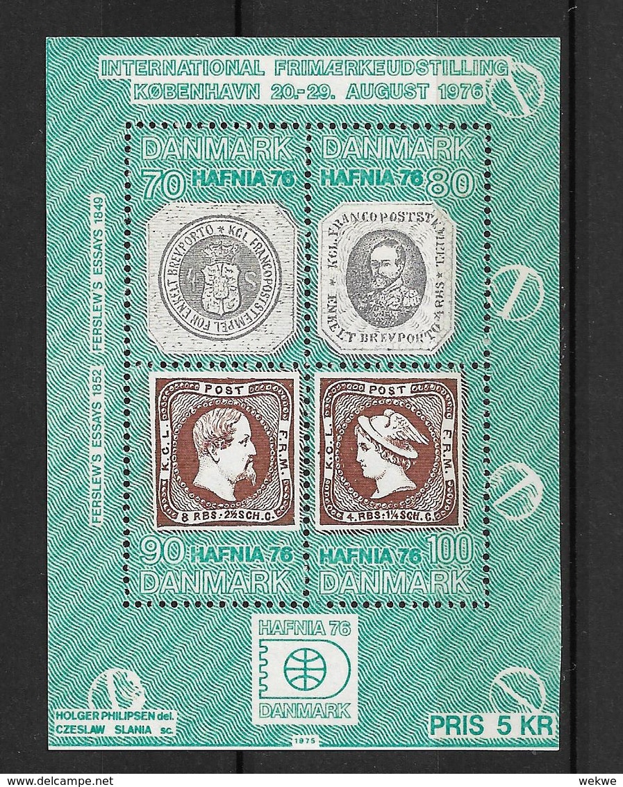 Dänemark,    10 Blöcke  HAFNIA -Ausstellung 1976 Block Nr. 1 **( Briefmarke Auf Briefmarke) - Blocks & Kleinbögen