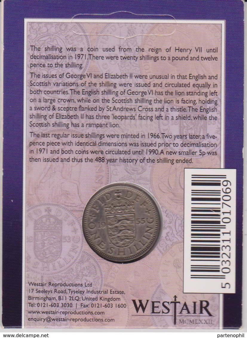 British Coin 1 Shilling 1955 - Maundy Sets & Herdenkings
