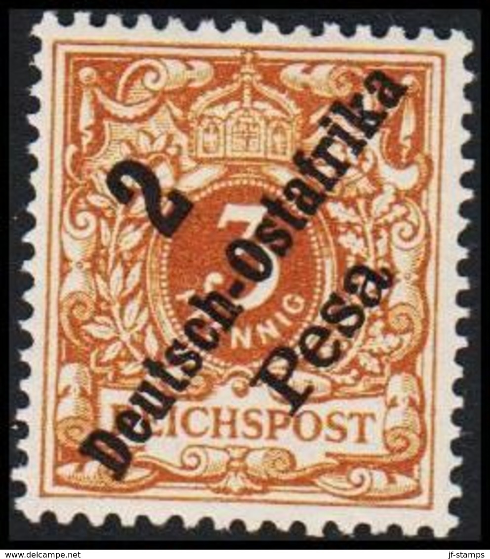 1896 - 1899. 2 Deutsch-Ostafrika Pesa 3 Pf. REICHSPOST. Unusual Shade. (Michel 6) - JF307934 - África Oriental Alemana