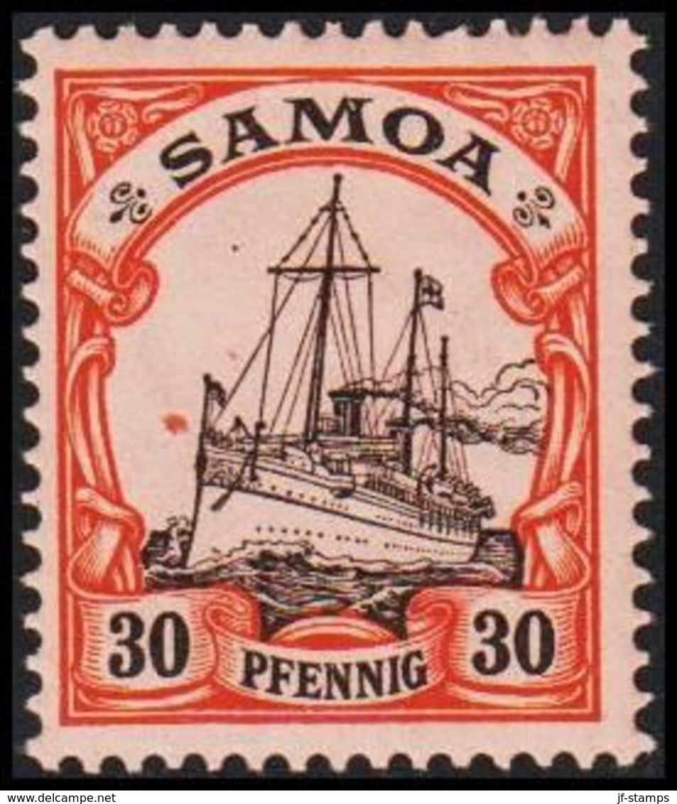 1900 - 1901. SAMOA 30 Pf. Kaiserjacht SMS Hohenzollern. (Michel 12) - JF307731 - Samoa