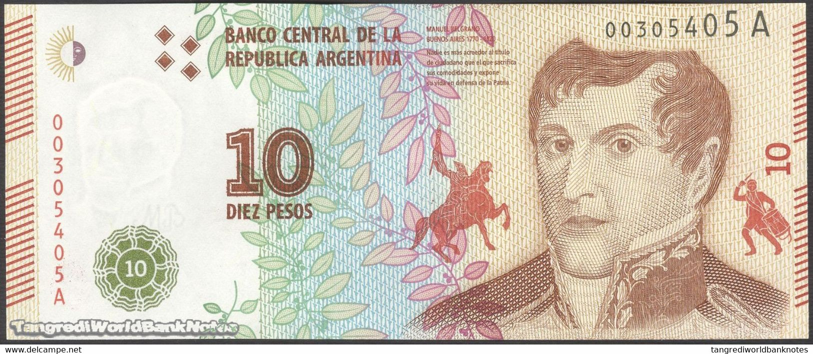TWN - ARGENTINA 360 - 10 Pesos 2016 Serie A - Signatures: Vanoli & Dominguez UNC - Argentine