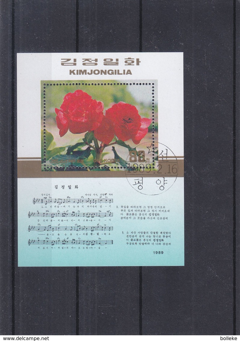 Corée - BF Oblitéré De 1992 - Fleurs - Musiquenotes - Corée Du Nord