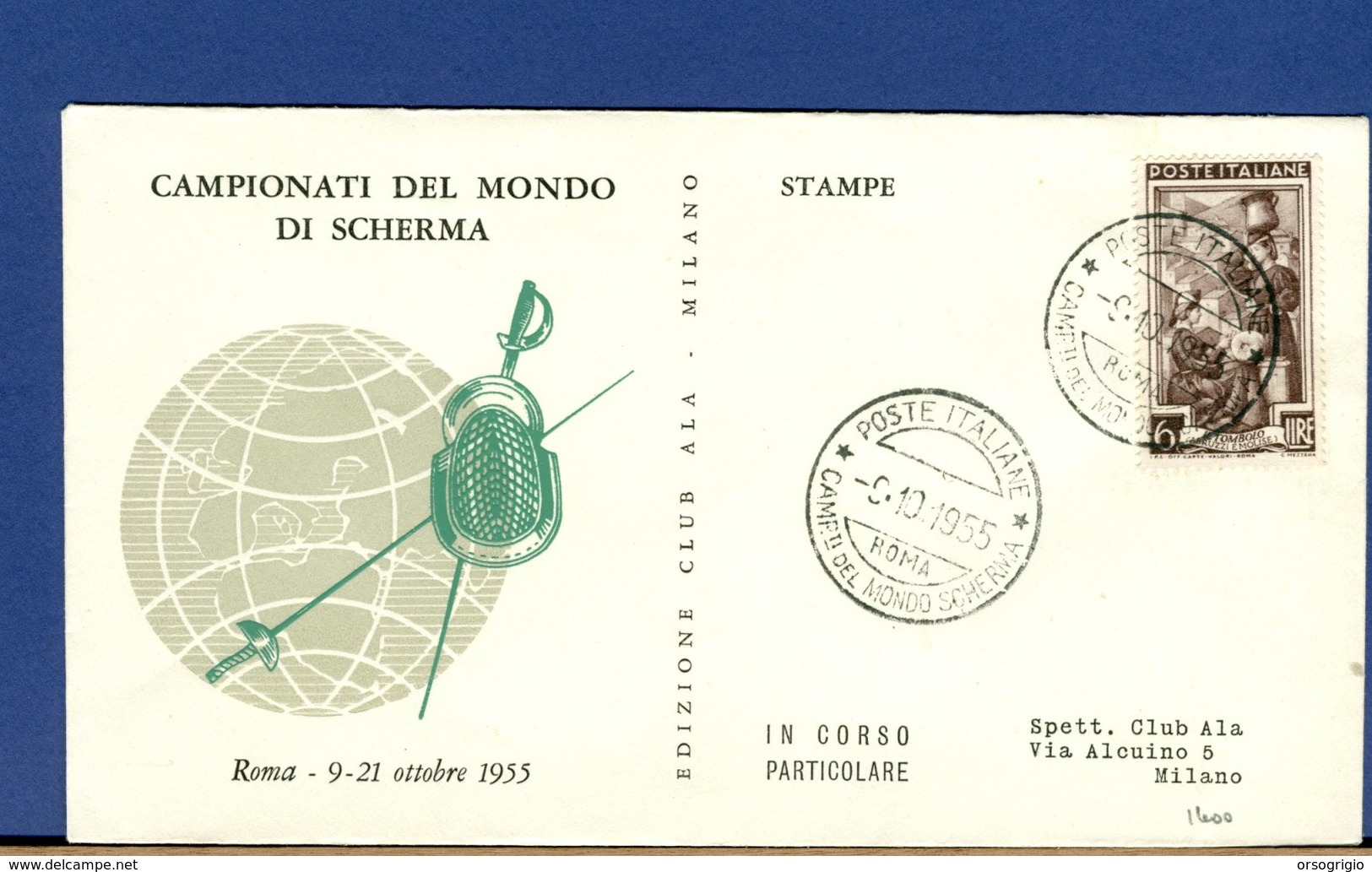 ITALIA - ROMA - CAMPIONATI DEL MONDO DI SCHERMA - ESCRIME - 1955 - Escrime