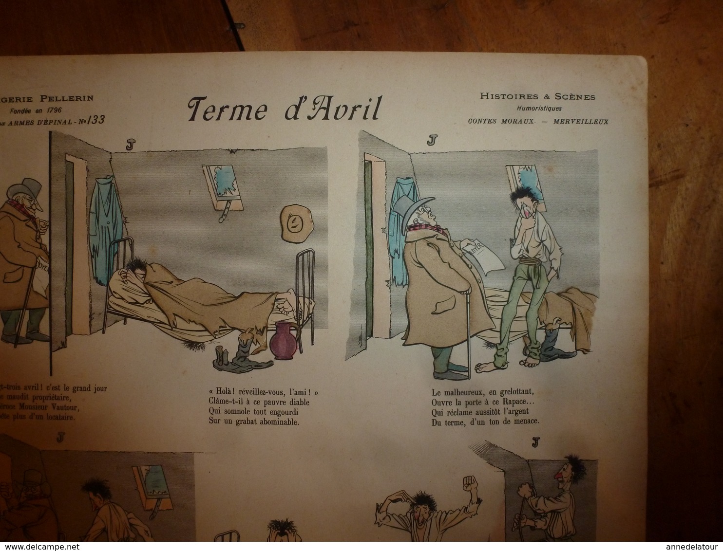 1891  Image Pellerin & Cie  "Aux Armes D'Epinal" N° 133 > TERME D'AVRIL -->Le Propriétaire Vautour (Histoires & Humour ) - Verzamelingen