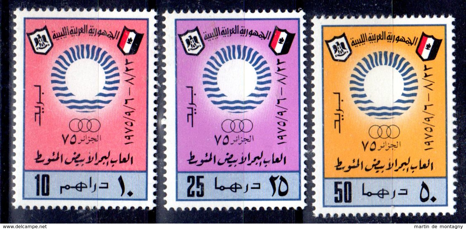 23.8.1975; Mittelmeersportspiele,  Mi-Nr. 491 - 493 **/ MNH, Los 50642 - Libyen