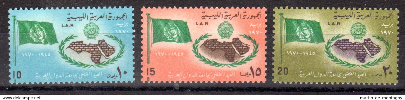 22.3.1970;; 25e Anniversaire De La Ligue Arabe; YT 356 - 358 Neuf **, Lot 50605 - Libye