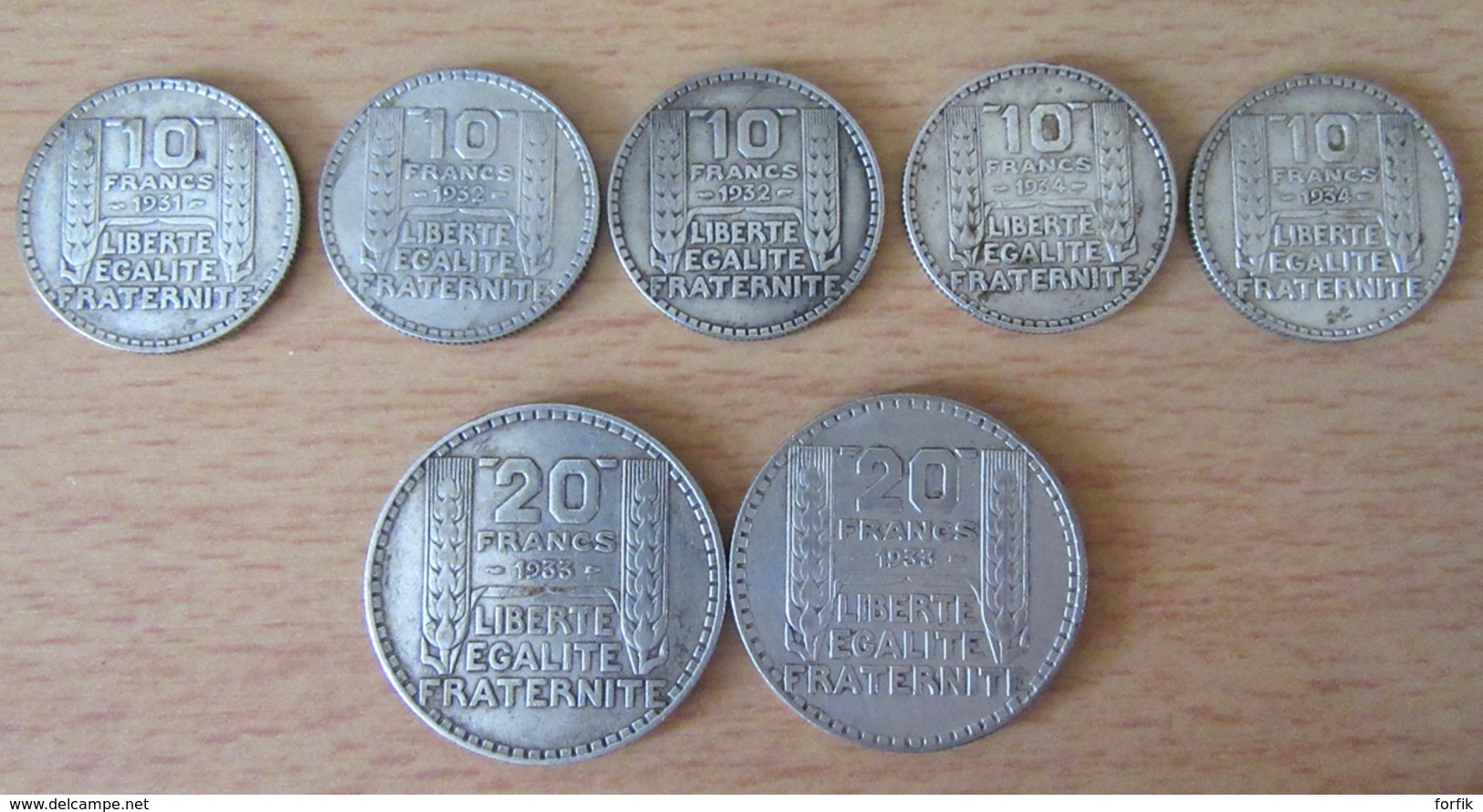 France - Lot De 7 Monnaies 10 Et 20 Francs Turin En Argent - 1931 à 1934 - TTB - Collections