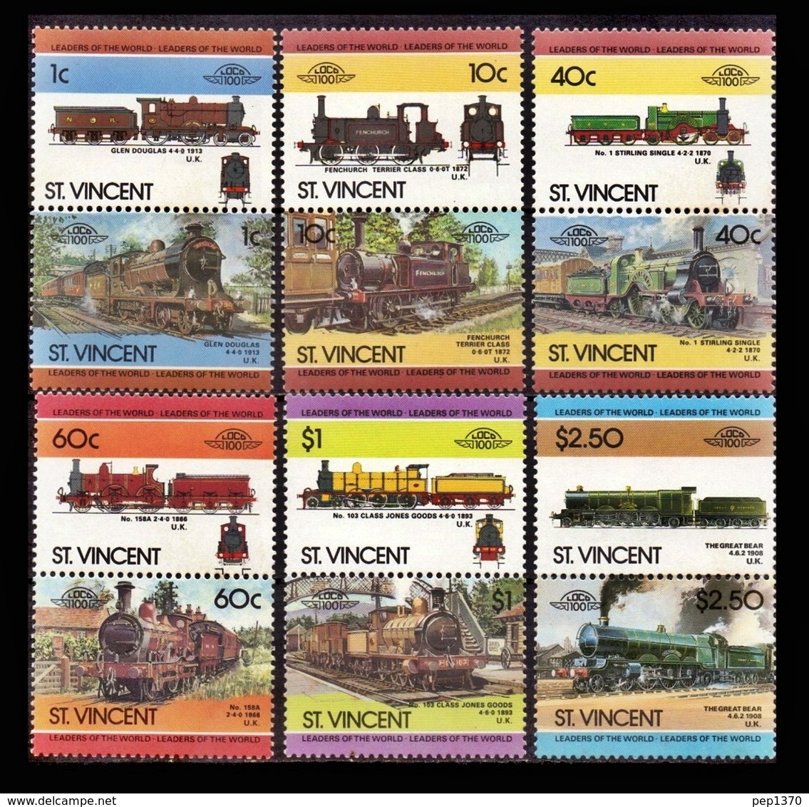 ST. VINCENT 1985 - TRENES SERIE DE 12 SELLOS - YVERT 826/837 - St.Vincent (1979-...)