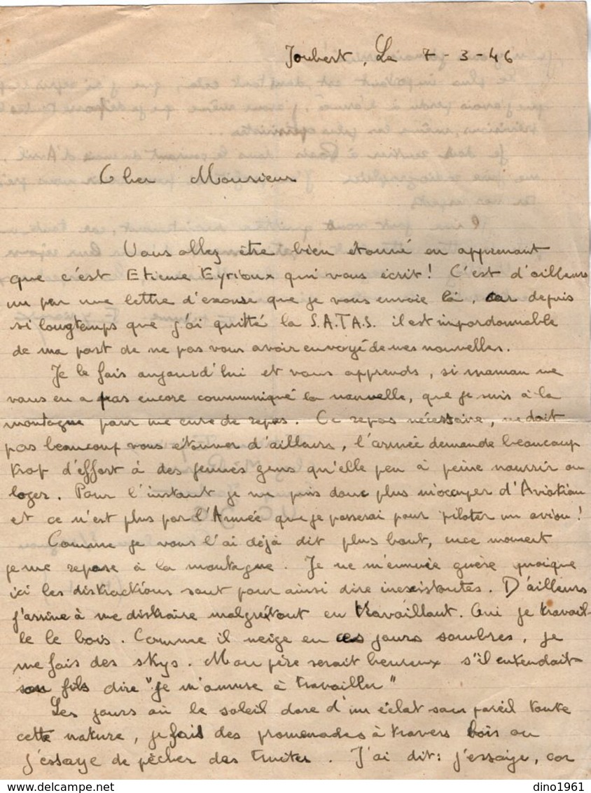 VP13.375 - MILITARIA -  Lettre De Mr Etienne EYRIOUX Au Camp Joubert à LE CHAMBON SUR LIGNON - Documentos