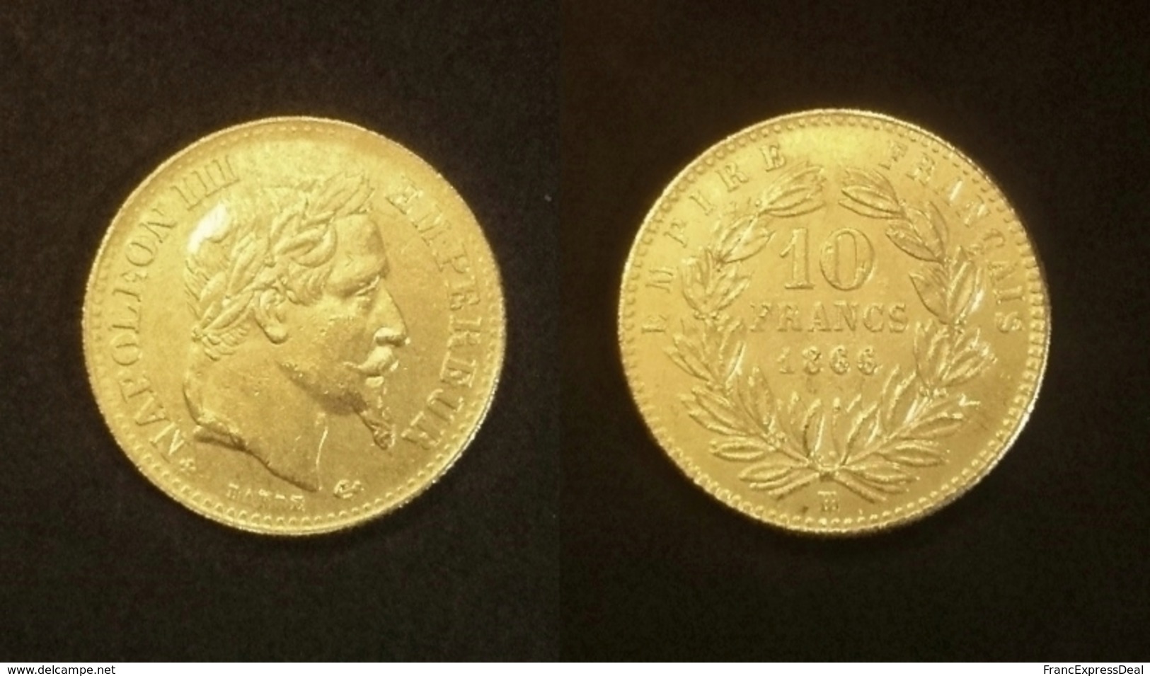 COPIE - 1 Pièce Plaquée OR Sous Capsule ! ( GOLD Plated Coin ) - 10 Francs Napoléon Tête Laurée 1866 BB - Autres & Non Classés