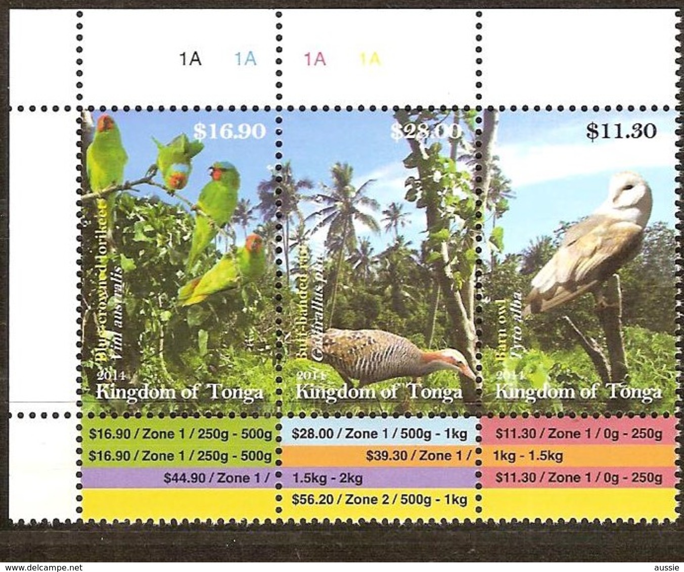 Tonga 2014 Yvertn° 1437-1439 *** MNH Cote 100 Euro Faune Oiseaux Vogels Birds - Tonga (1970-...)