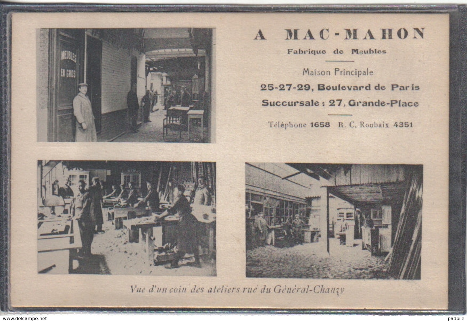 Carte Postale 59. Roubaix  Mac-Mahon  Fabrique De Meubles  Très Beau Plan - Roubaix