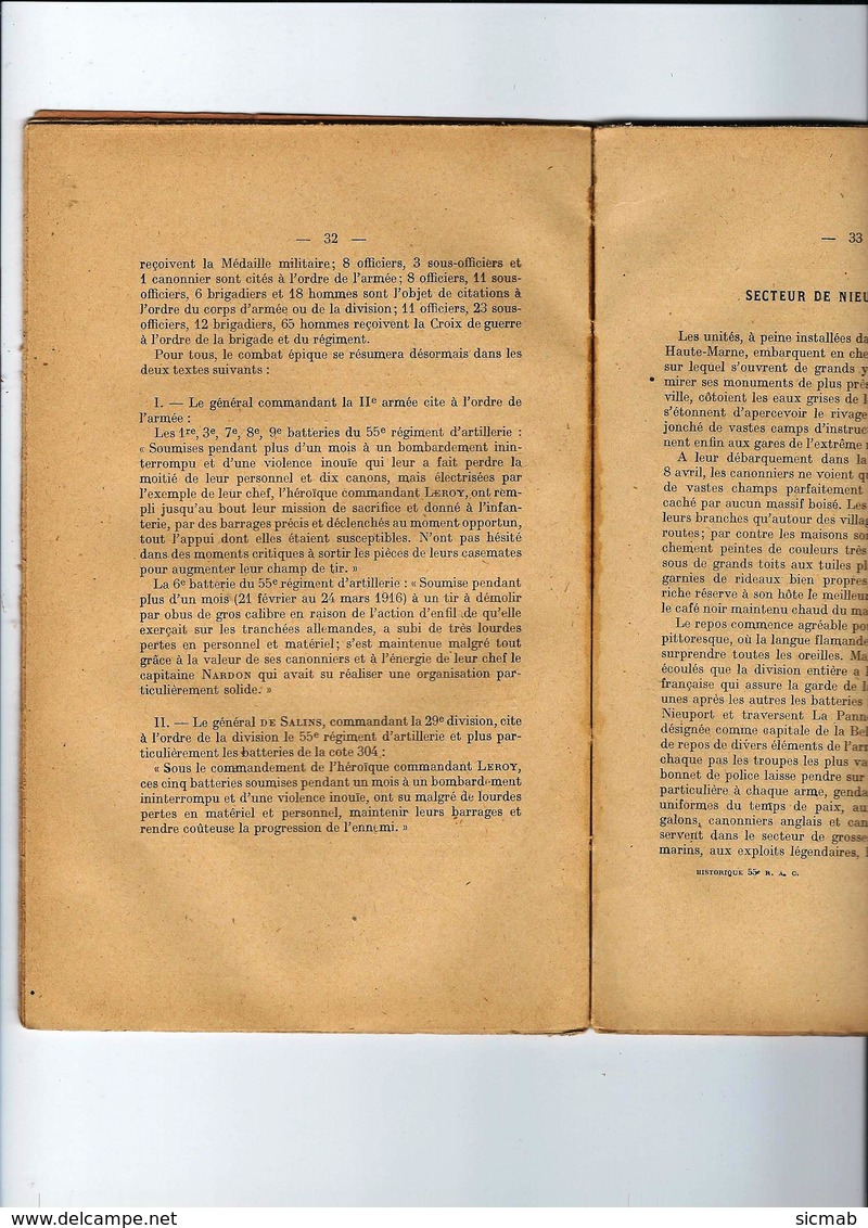 HISTORIQUE Du 55è REGIMENT D'ARTILLERIE DE CAMPAGNE Pendant La GUERRE 1914-1918 - 1914-18