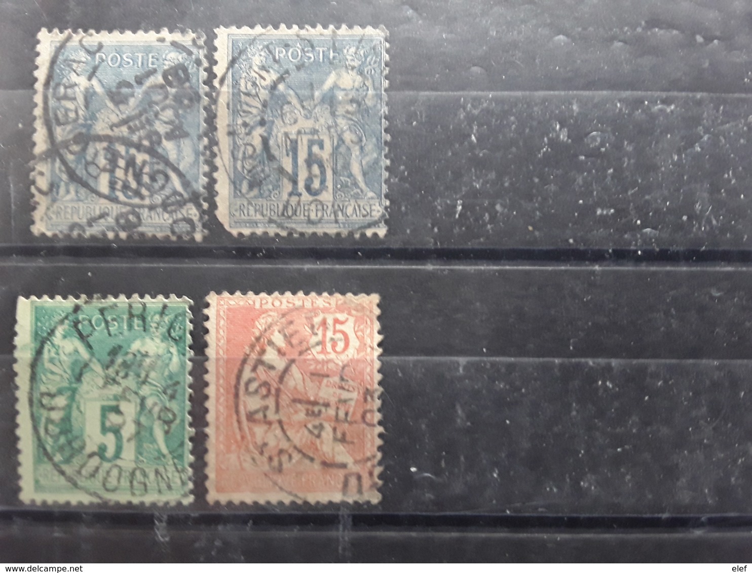 Lot De 4 Timbres SAGE , MOUCHON Obl Cachet BERGERAC, MONPONT S L' Isle, St Astier Perigueux, Dordogne - Autres & Non Classés